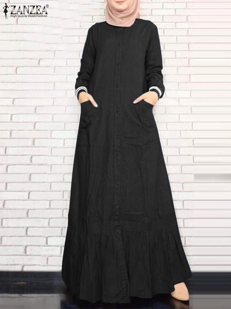 ZANZEA Women Vintage Long Sleeve Muslim Abaya Dress Spring Ruffles Hem Sundress Islamic Robe Dubai Hijab Vestidos Casual Kaftan
ZANZEA Women Vintage Long Sleeve Muslim Abaya Dress Spring Ruffles Hem Sundress Islamic Robe Dubai Hijab Vestidos Casual Kaftan