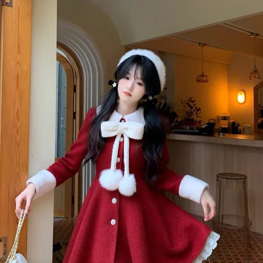 Autumn and Winter Christmas Carnival Suit 2025 New Year's Robe Sweet Girl Style Plush Bow Dress hotsale
Autumn and Winter Christmas Carnival Suit 2025 New Year's Robe Sweet Girl Style Plush Bow Dress hotsale