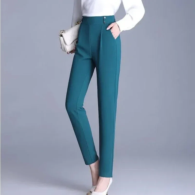 Fashion Women Peacock Blue Pencil Pants Spring Summer Casual Elastic High Waist Solid Office Lady Slim Straight Trousers E6385
Fashion Women Peacock Blue Pencil Pants Spring Summer Casual Elastic High Waist Solid Office Lady Slim Straight Trousers E6385