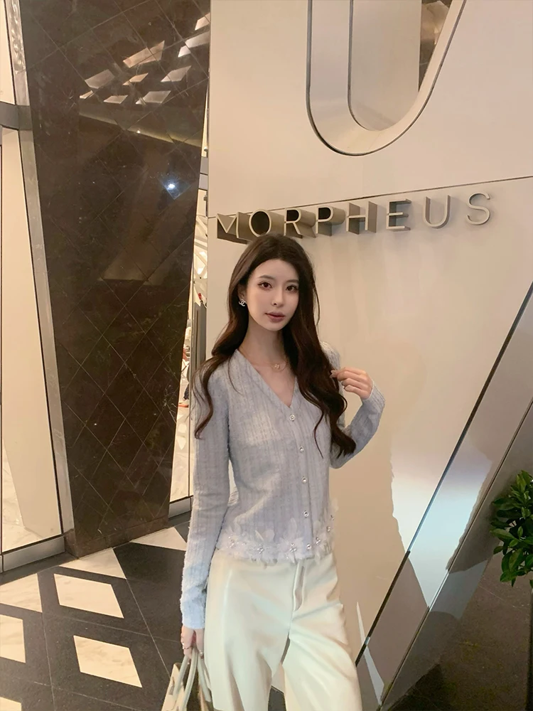 Blue Knitted Open Cardigan Women's irt Ele Small Fraance Sle Polyester Fiber Long Sve V-ne Breathable Summer N...
Blue Knitted Open Cardigan Women's irt Ele Small Fraance Sle Polyester Fiber Long Sve V-ne Breathable Summer N...