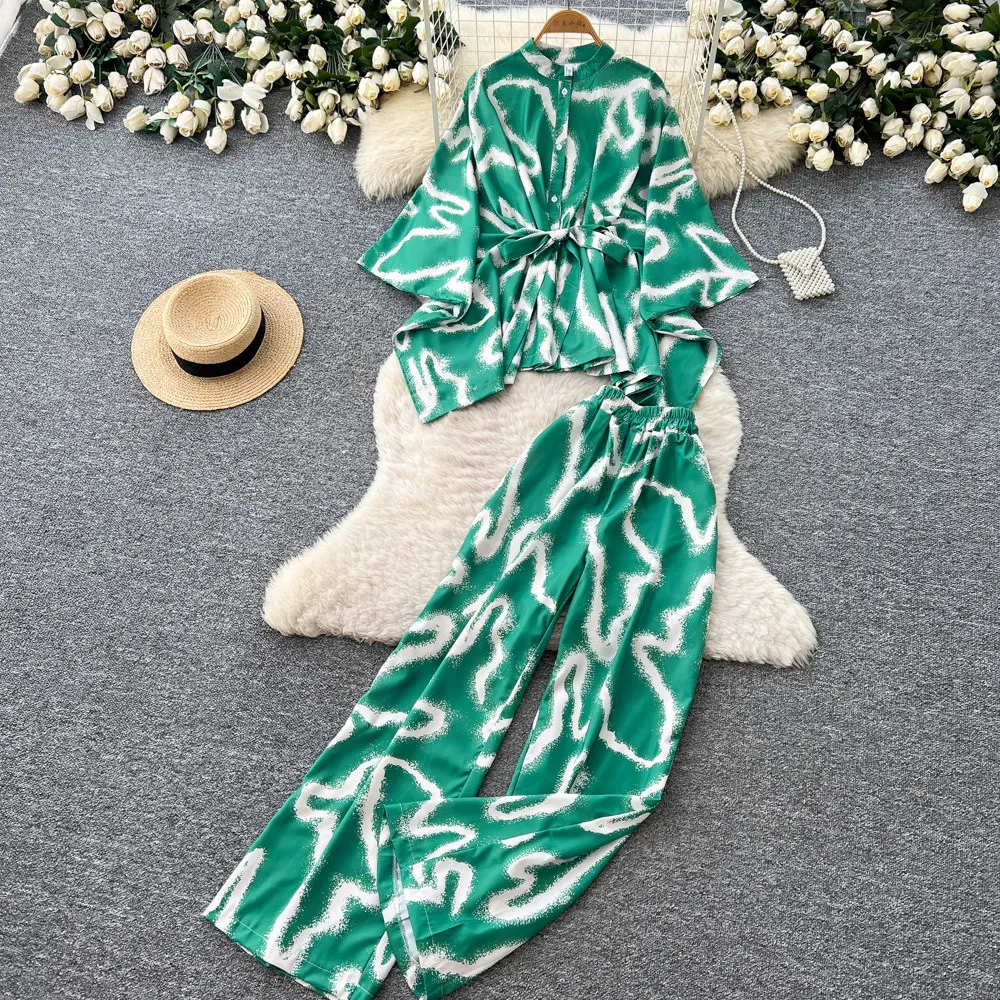 Two Pieces Women Pant Sets Print Matching Sets Lace Up Button Round Neck Coat Elastic Waist Full Length Pants 2026 Spring Autumn
Two Pieces Women Pant Sets Print Matching Sets Lace Up Button Round Neck Coat Elastic Waist Full Length Pants 2026 Spring Autumn