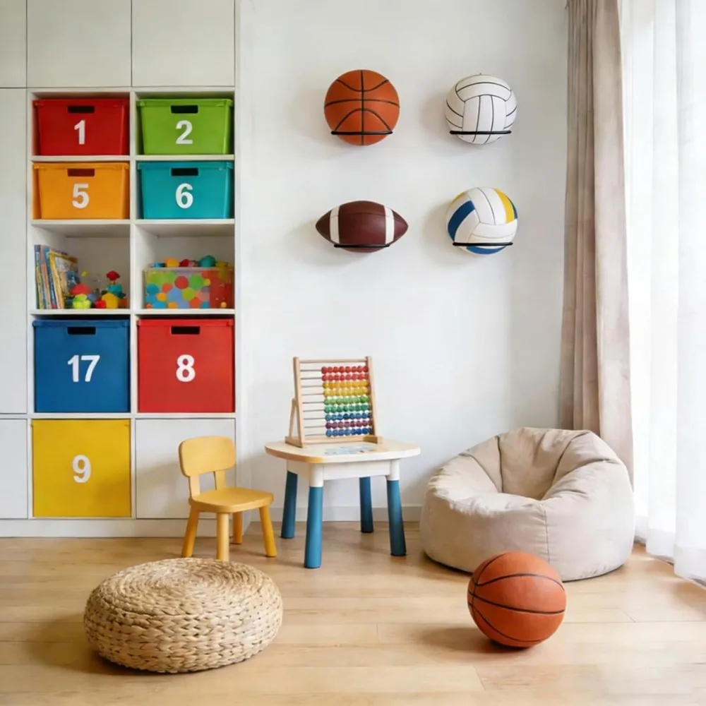 L71A Universal For Basketball Wall Mount Ball Holder(12 Pack), Space-Saving Wall Storage Display Rack For Basketball Storage
L71A Universal For Basketball Wall Mount Ball Holder(12 Pack), Space-Saving Wall Storage Display Rack For Basketball Storage