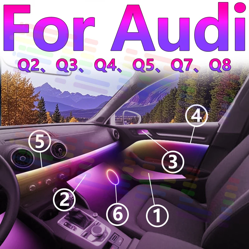 For Audi Q2 Q3 Q4 Q5 Q7 Q8 Premium 64s LED Interior Ambient Light Set - The Ultimate Choice for Style and Comfort. Crafted speci
For Audi Q2 Q3 Q4 Q5 Q7 Q8 Premium 64s LED Interior Ambient Light Set - The Ultimate Choice for Style and Comfort. Crafted speci