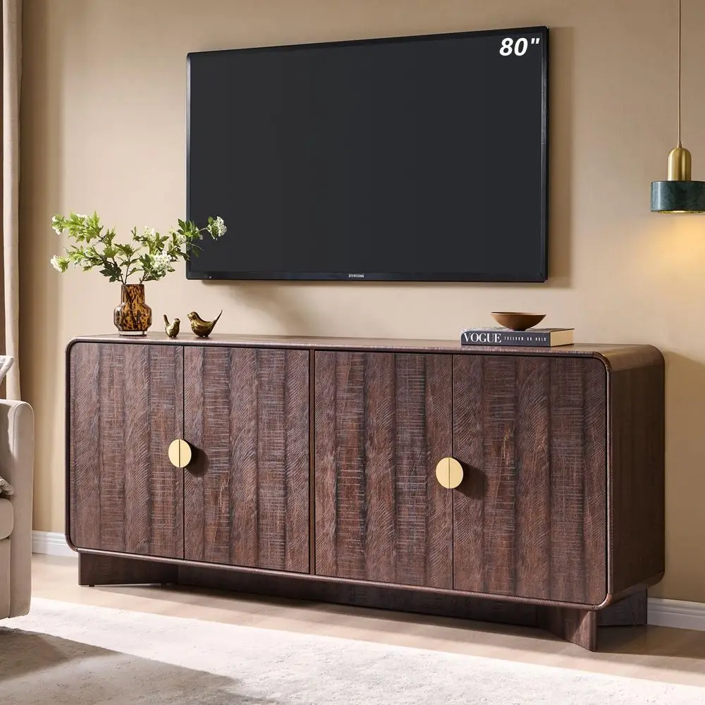 70" ern TV Stand or TVs Up to 80 inches, 30" Tall Entertainment Center with Storage and Adjustable Shelves, TV ole with Curved P
70" ern TV Stand or TVs Up to 80 inches, 30" Tall Entertainment Center with Storage and Adjustable Shelves, TV ole with Curved P