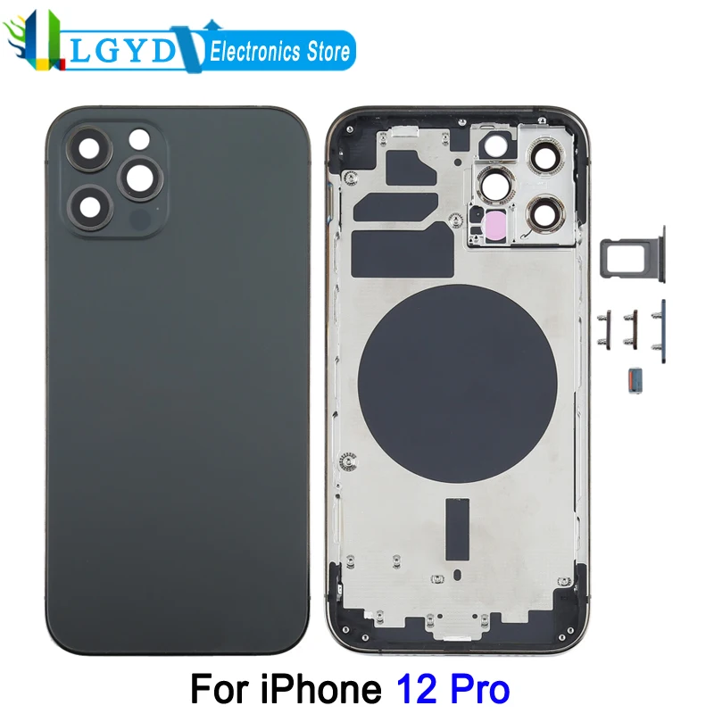 Задняя крышка корпуса для iPhone 12 Pro, задняя крышка телефона с лотком для SIM-карты, боковыми ключами и крышкой камеры, с логотипом
Задняя крышка корпуса для iPhone 12 Pro, задняя крышка телефона с лотком для SIM-карты, боковыми ключами и крышкой камеры, с логотипом