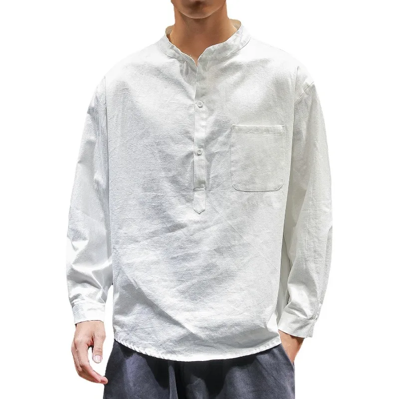 Solid Color Large Size Loose Pullover Stand-up Collar Shirt Men's Long Tide Brand Fashion Casual Stand-up Collar Shirt
Solid Color Large Size Loose Pullover Stand-up Collar Shirt Men's Long Tide Brand Fashion Casual Stand-up Collar Shirt