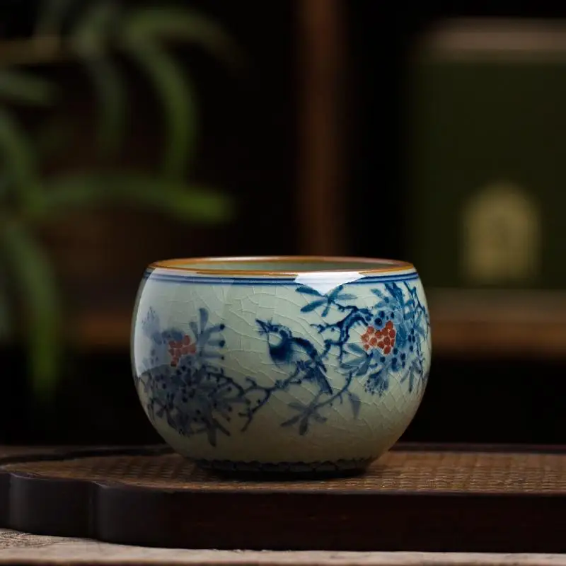 Hand-Painted Ceramic Tea Cup Jingdezhen Underglaze Blue Single Cup Retro Clay Traditional Chinese Style Handmade Artistic Design
Hand-Painted Ceramic Tea Cup Jingdezhen Underglaze Blue Single Cup Retro Clay Traditional Chinese Style Handmade Artistic Design