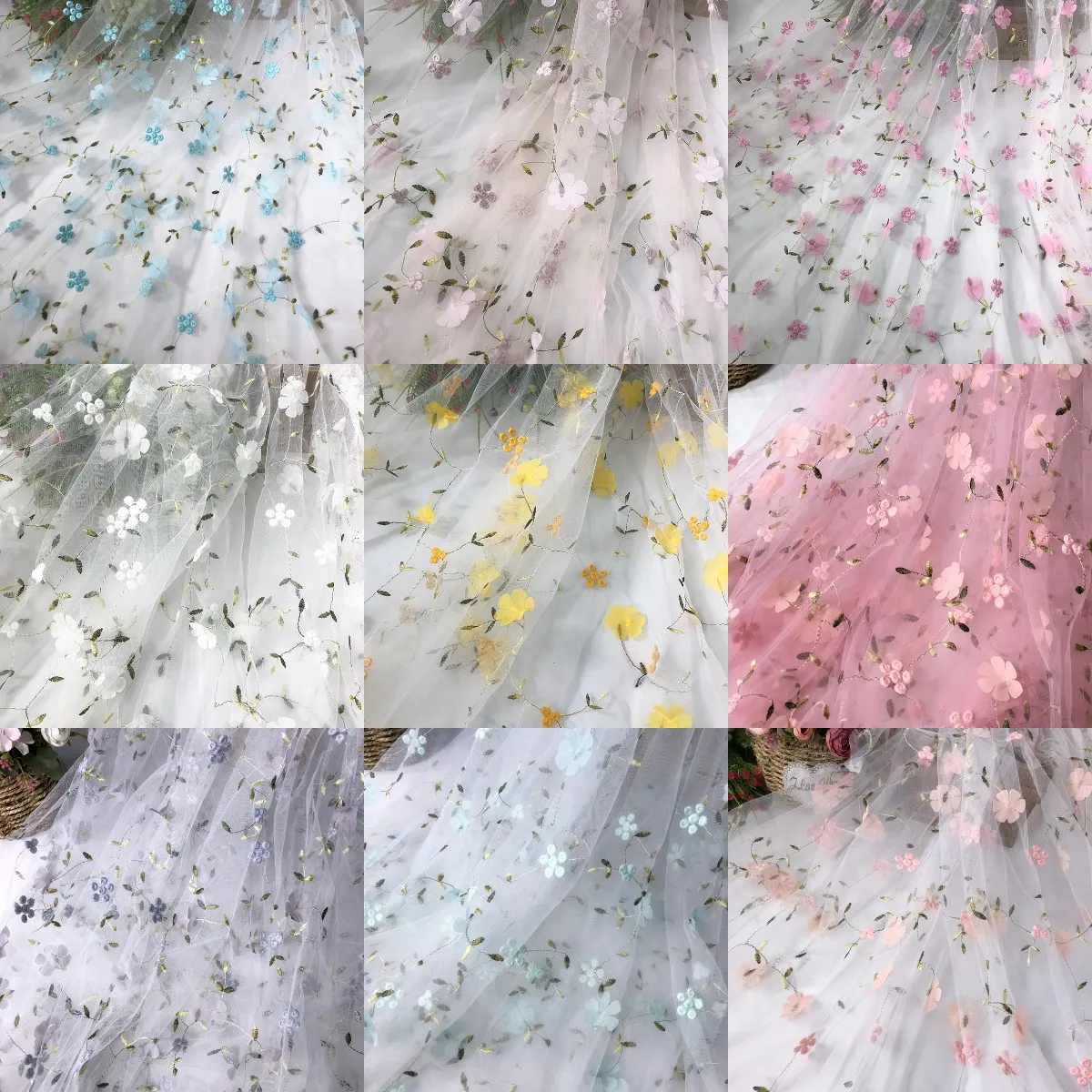 Colorful Bridal Lace Beautiful 3D Flower Mesh Fabric Embroidered Lace For Wedding Dress Accessories
Colorful Bridal Lace Beautiful 3D Flower Mesh Fabric Embroidered Lace For Wedding Dress Accessories