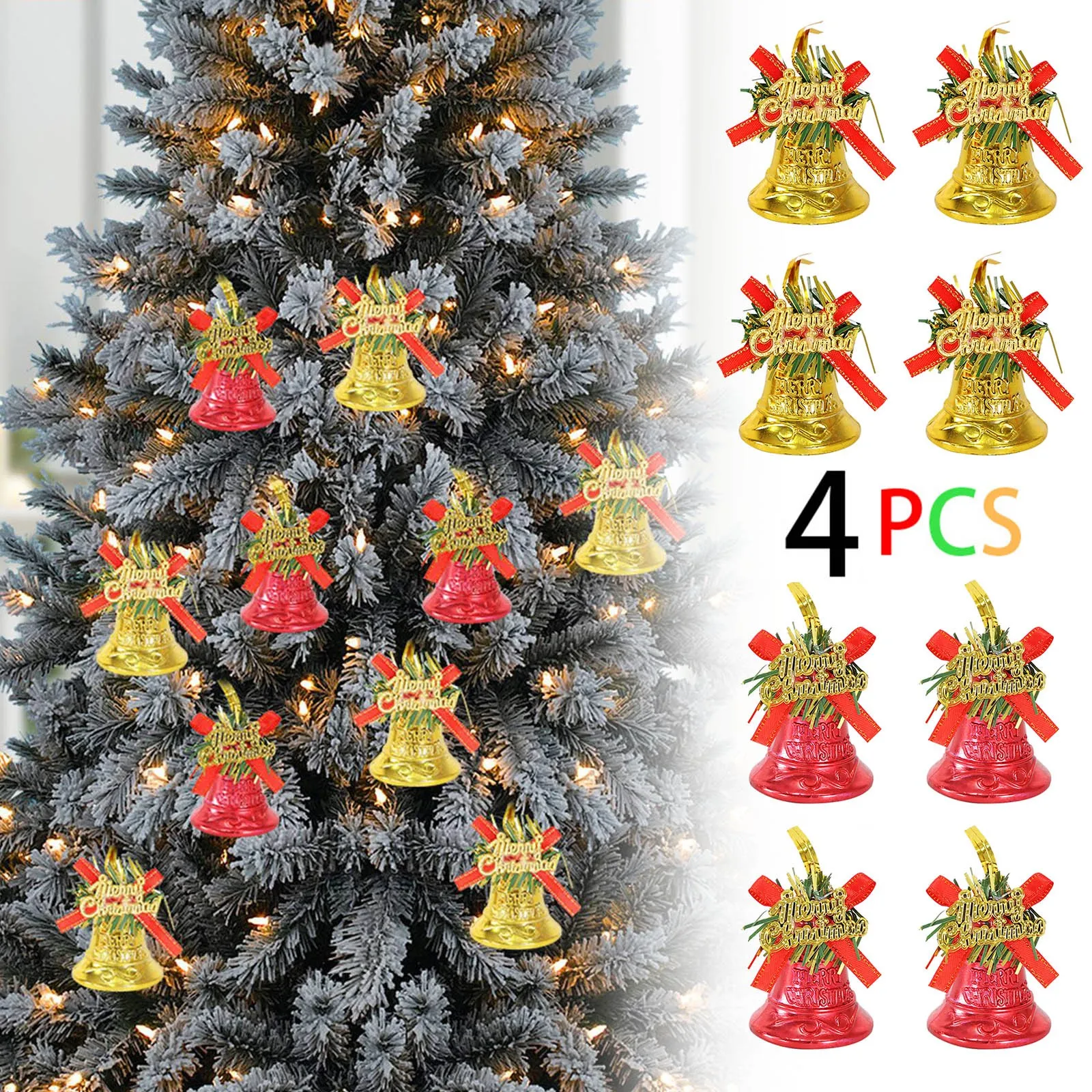 4PCS Merry Christmas Bells Pendants Christmas Tree Hanging Gold Bells Decoration For Home Xmas New Year Party Ornaments Gift
4PCS Merry Christmas Bells Pendants Christmas Tree Hanging Gold Bells Decoration For Home Xmas New Year Party Ornaments Gift
