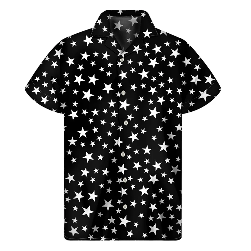 Classic Black And White Series Men Tops 3D Print Star Hawaiian Short Sleeve Beach Shirt Women Loose Harajuku Button Lapel Blouse
Classic Black And White Series Men Tops 3D Print Star Hawaiian Short Sleeve Beach Shirt Women Loose Harajuku Button Lapel Blouse