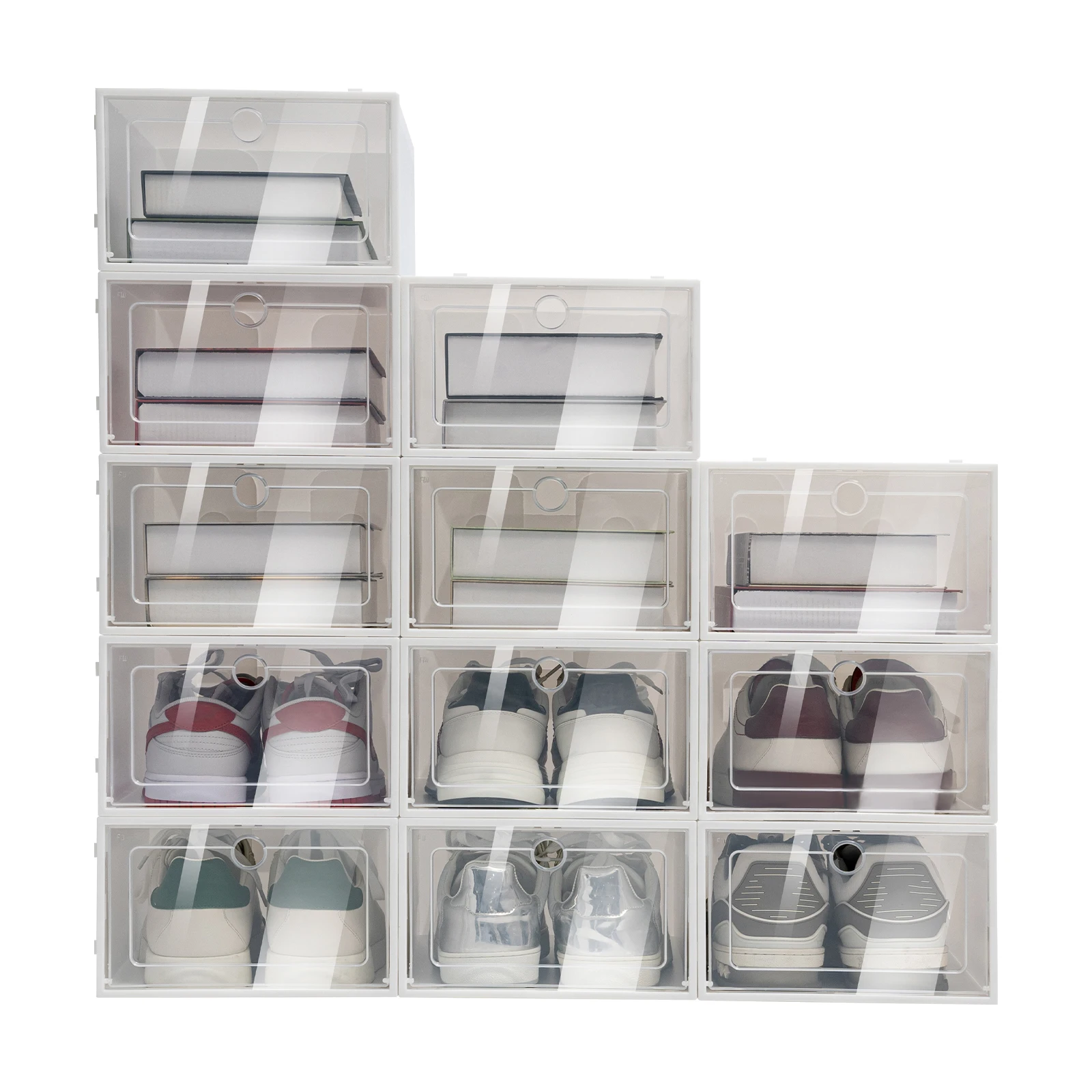 24 Pack Shoes Storage Boxes 33x23x14cm Clear Plastic Foldable Stackable Shoe Organizer Containers Bins Holders for Small Space
24 Pack Shoes Storage Boxes 33x23x14cm Clear Plastic Foldable Stackable Shoe Organizer Containers Bins Holders for Small Space