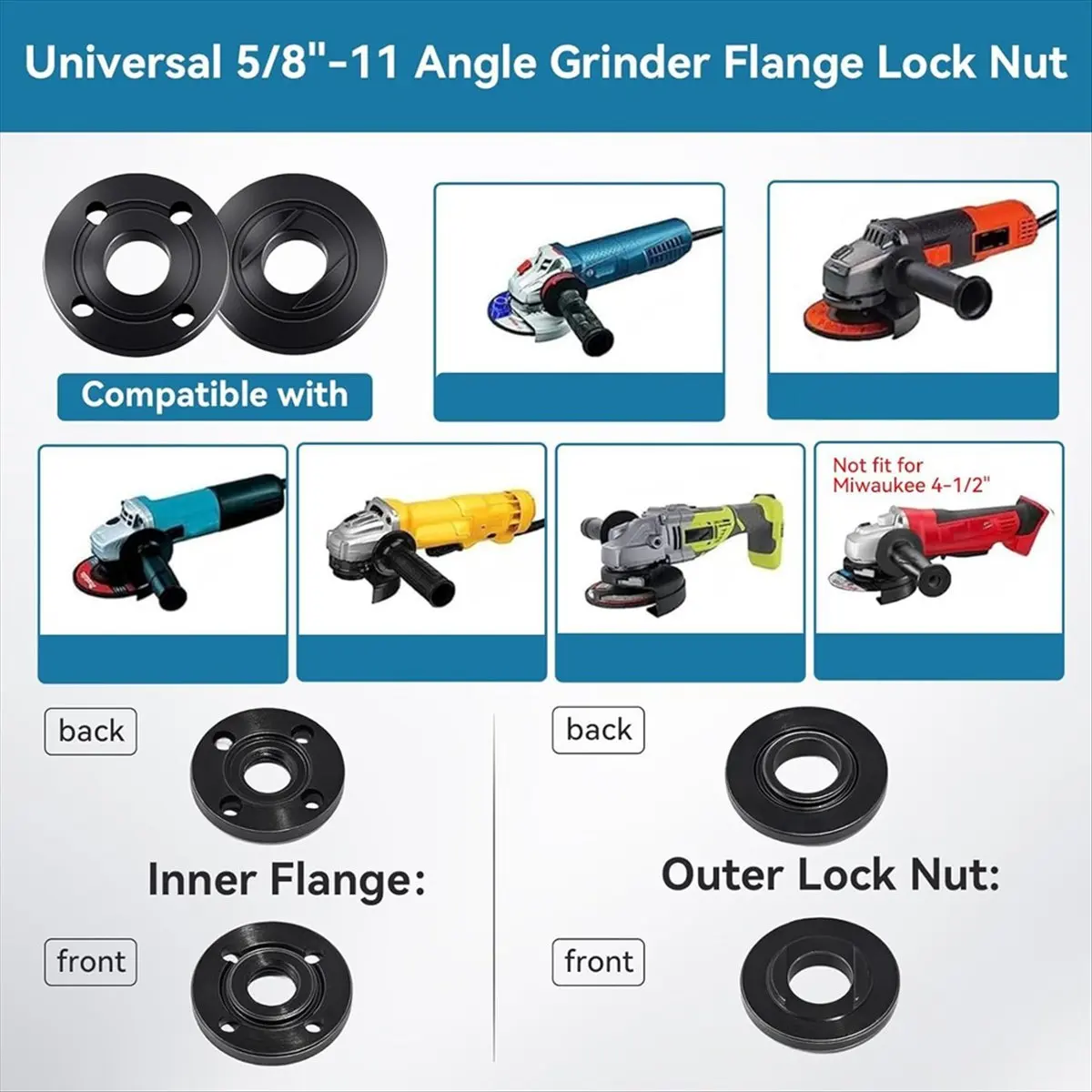 (AIMA) Angle Grinder Wrench 5/8in-11 Angle Grinder Extension Shaft with 6pcs Spanner Flange Grinder Nut, 3in Extension
(AIMA) Angle Grinder Wrench 5/8in-11 Angle Grinder Extension Shaft with 6pcs Spanner Flange Grinder Nut, 3in Extension