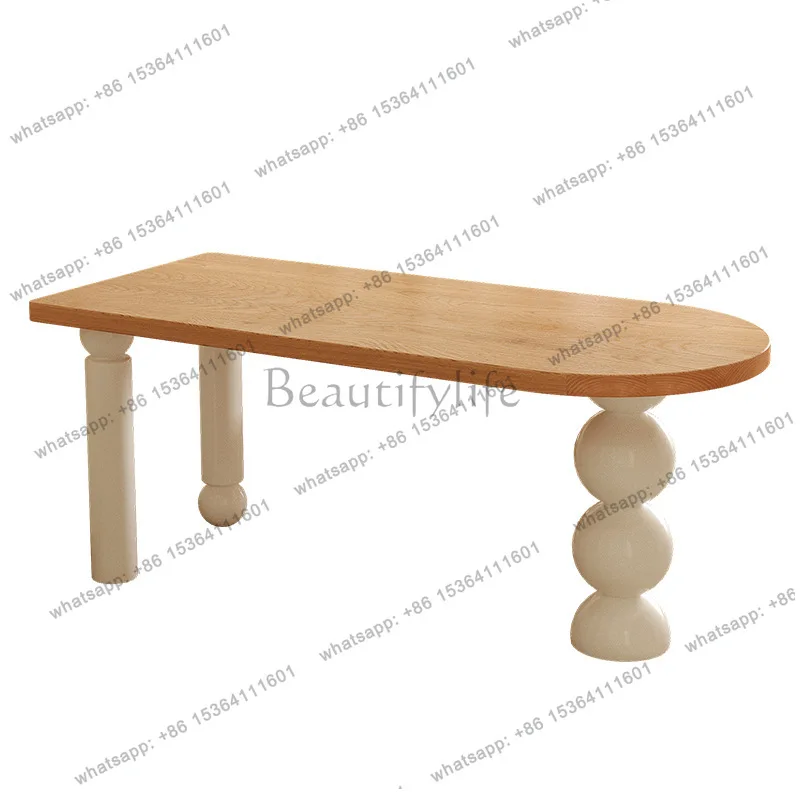 Nordic cream style dining table small apartment log style dining table semi-round against the wall
Nordic cream style dining table small apartment log style dining table semi-round against the wall
