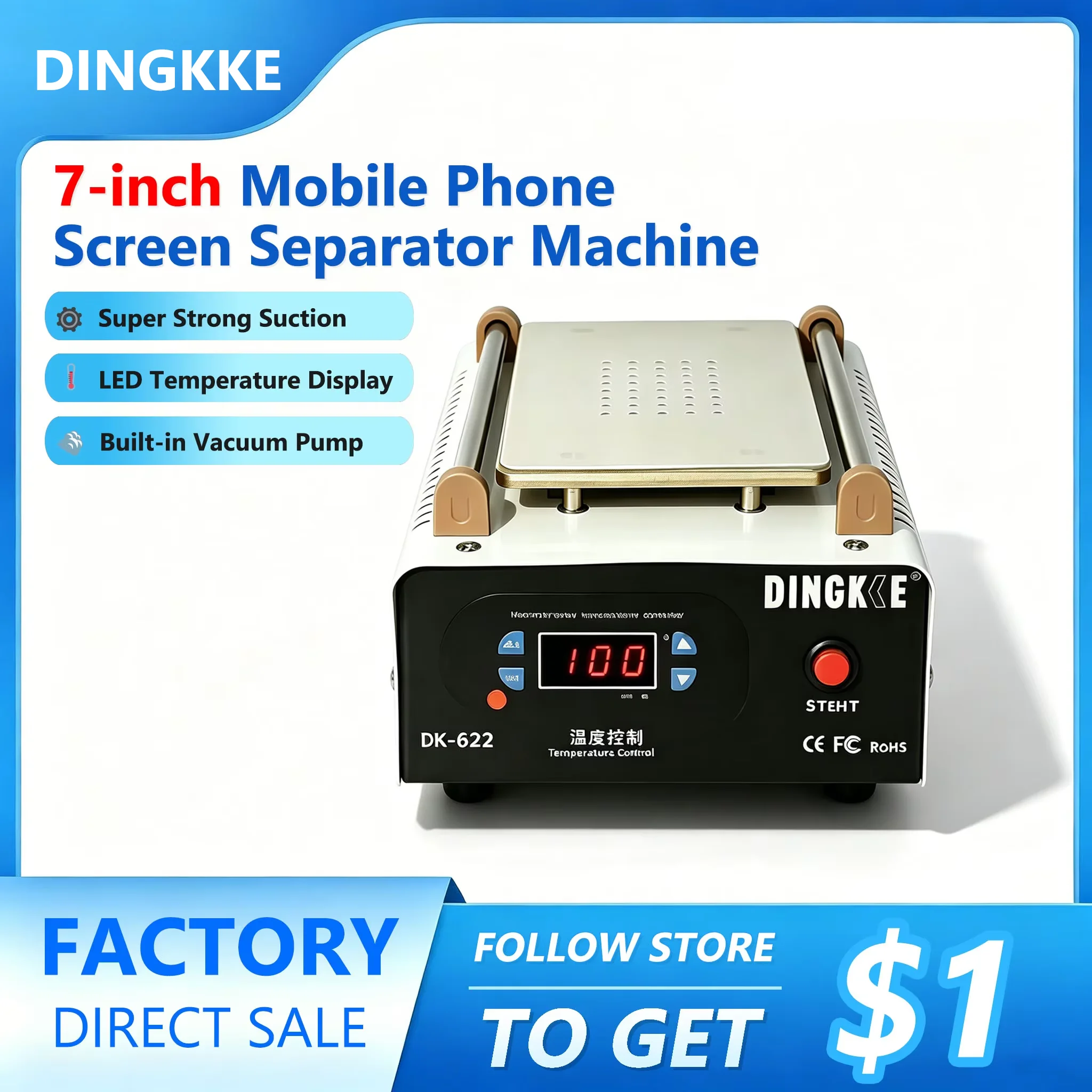 7 inch Vacuum Lcd Touch Screen Machine Separator Heating Platform for iPhone Android Mobile Phone Repair
7 inch Vacuum Lcd Touch Screen Machine Separator Heating Platform for iPhone Android Mobile Phone Repair
