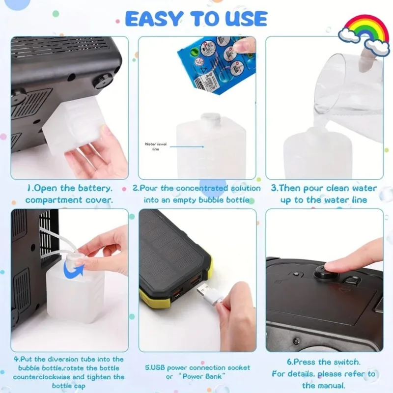 Automatic Bubble Machine USB-C Or Battery Powered Blower With 2 Fans, Upgrade Model For Party, Wedding Pool Outdoor
Automatic Bubble Machine USB-C Or Battery Powered Blower With 2 Fans, Upgrade Model For Party, Wedding Pool Outdoor