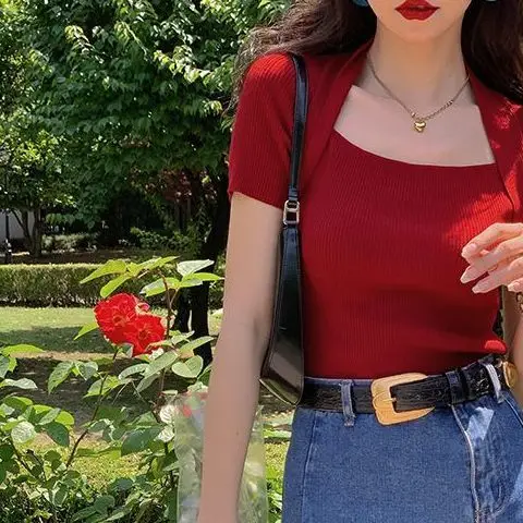 Fack Two Piece Korean Fashion Solid Shirt Women Summer Short Sleeve Blouse Slim Office Lady Tops Women's Vintage Shirt Z448
Fack Two Piece Korean Fashion Solid Shirt Women Summer Short Sleeve Blouse Slim Office Lady Tops Women's Vintage Shirt Z448