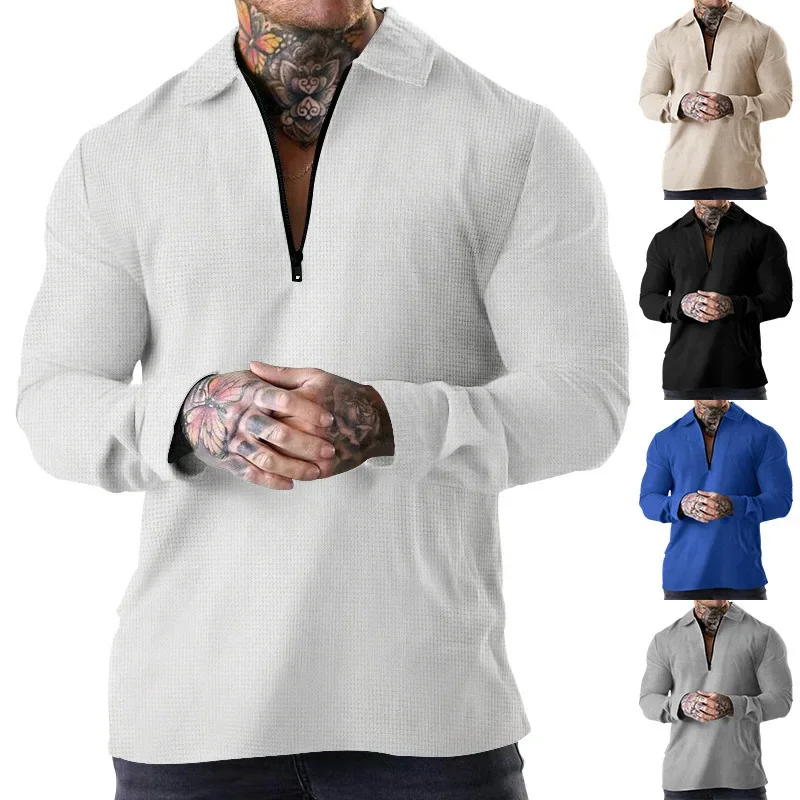 Men's Lapel Half Zip Casual Top Spring And Autumn Pullover Solid Color Long Sleeved Polo Tee Shirt Sports Top Clothing
Men's Lapel Half Zip Casual Top Spring And Autumn Pullover Solid Color Long Sleeved Polo Tee Shirt Sports Top Clothing