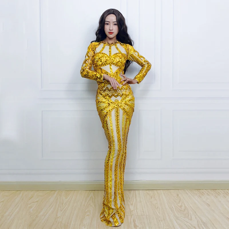 Shining Gold Rhinestones Sequins Dress Women Party Dresses Nightclub Dancer Singer Stage Outfits Celebrate Costume XS6631
Shining Gold Rhinestones Sequins Dress Women Party Dresses Nightclub Dancer Singer Stage Outfits Celebrate Costume XS6631