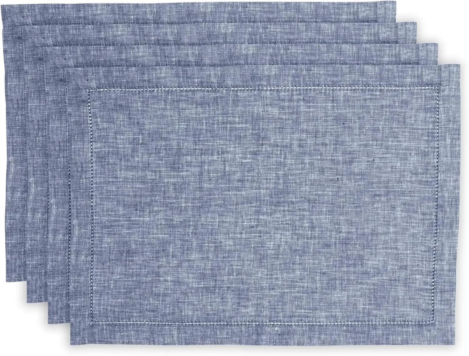 Linen Placemats Set of 4 - Milan Hemstitch Chambray Indigo Placemats 14 x 19 Inch - 100% Pure Linen Table Mats for Father's Day
Linen Placemats Set of 4 - Milan Hemstitch Chambray Indigo Placemats 14 x 19 Inch - 100% Pure Linen Table Mats for Father's Day