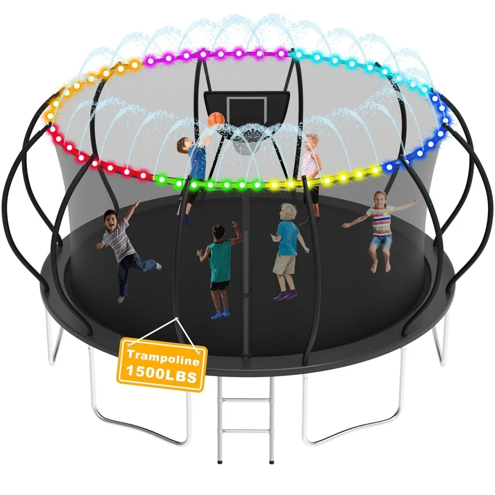 Upgraded 1500LBS Outdoor Rebounder System with Basketball Hoop, Lights & Sprinkler, 12/14/16FT Heavy-Duty Jump Mat, Customized
Upgraded 1500LBS Outdoor Rebounder System with Basketball Hoop, Lights & Sprinkler, 12/14/16FT Heavy-Duty Jump Mat, Customized