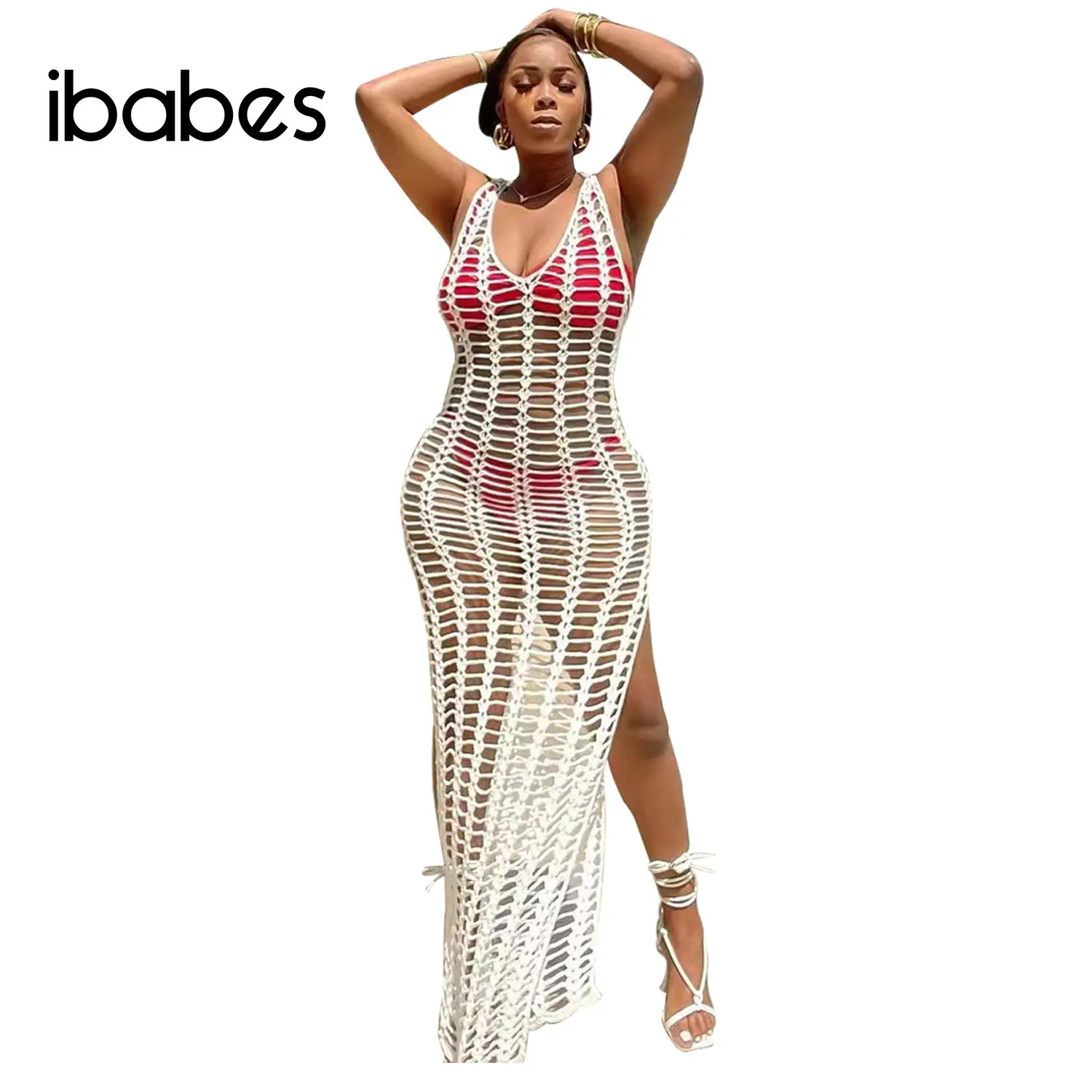 Hollow Out Crochet Knitted Summer Beach Dress Cover Ups Solid Floor Length Vest Dress Sexy High Slit Night Club Party Vestidos
Hollow Out Crochet Knitted Summer Beach Dress Cover Ups Solid Floor Length Vest Dress Sexy High Slit Night Club Party Vestidos