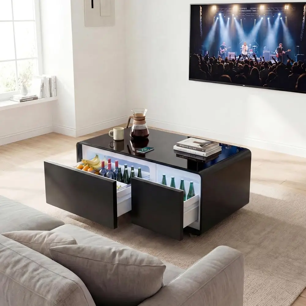 Contemporary Coffee Table with Wireless Charging, USB Ports, and Speakers (Black)
Contemporary Coffee Table with Wireless Charging, USB Ports, and Speakers (Black)