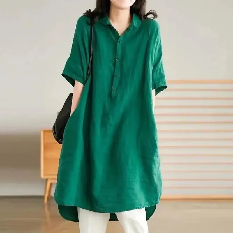 Women's New Loose Cotton Linen Casual Shirt Solid Color Short Sleeve Oversized Aesthetic Women All Matching Femme Clothes LJ546
Women's New Loose Cotton Linen Casual Shirt Solid Color Short Sleeve Oversized Aesthetic Women All Matching Femme Clothes LJ546