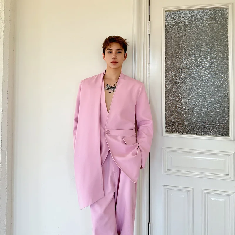 Spring Autumn Pink Suit Set for Men Trendy High-End Sle Two-Piece Korean Version Casual Faionable Youth Leisure Wear
Spring Autumn Pink Suit Set for Men Trendy High-End Sle Two-Piece Korean Version Casual Faionable Youth Leisure Wear