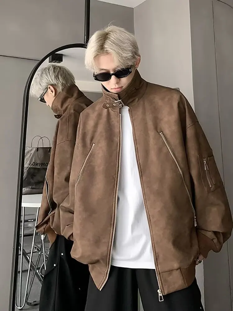 American Retro Lapel PU Leather Jaet Men's Loose Motorcycle Detroit Coat Autumn High Sensation Trendy Brand Faionable Top
American Retro Lapel PU Leather Jaet Men's Loose Motorcycle Detroit Coat Autumn High Sensation Trendy Brand Faionable Top