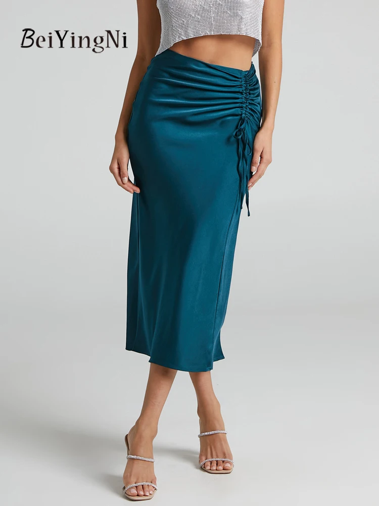 Beiyingni Summer Satin Bodycon Skirt Women Drawstring Sexy Elegant Female Long A-line Skirts Elegant Chic Pack Hip Ruched Faldas
Beiyingni Summer Satin Bodycon Skirt Women Drawstring Sexy Elegant Female Long A-line Skirts Elegant Chic Pack Hip Ruched Faldas