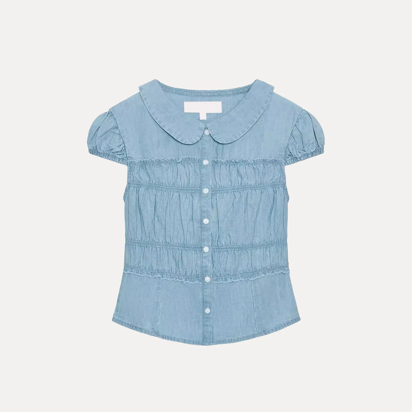 Faionable Personali Women's irt Spring 2026 Pleated round Collar Bubble Sve ort Sve Slim Fit Chinese Sle
Faionable Personali Women's irt Spring 2026 Pleated round Collar Bubble Sve ort Sve Slim Fit Chinese Sle