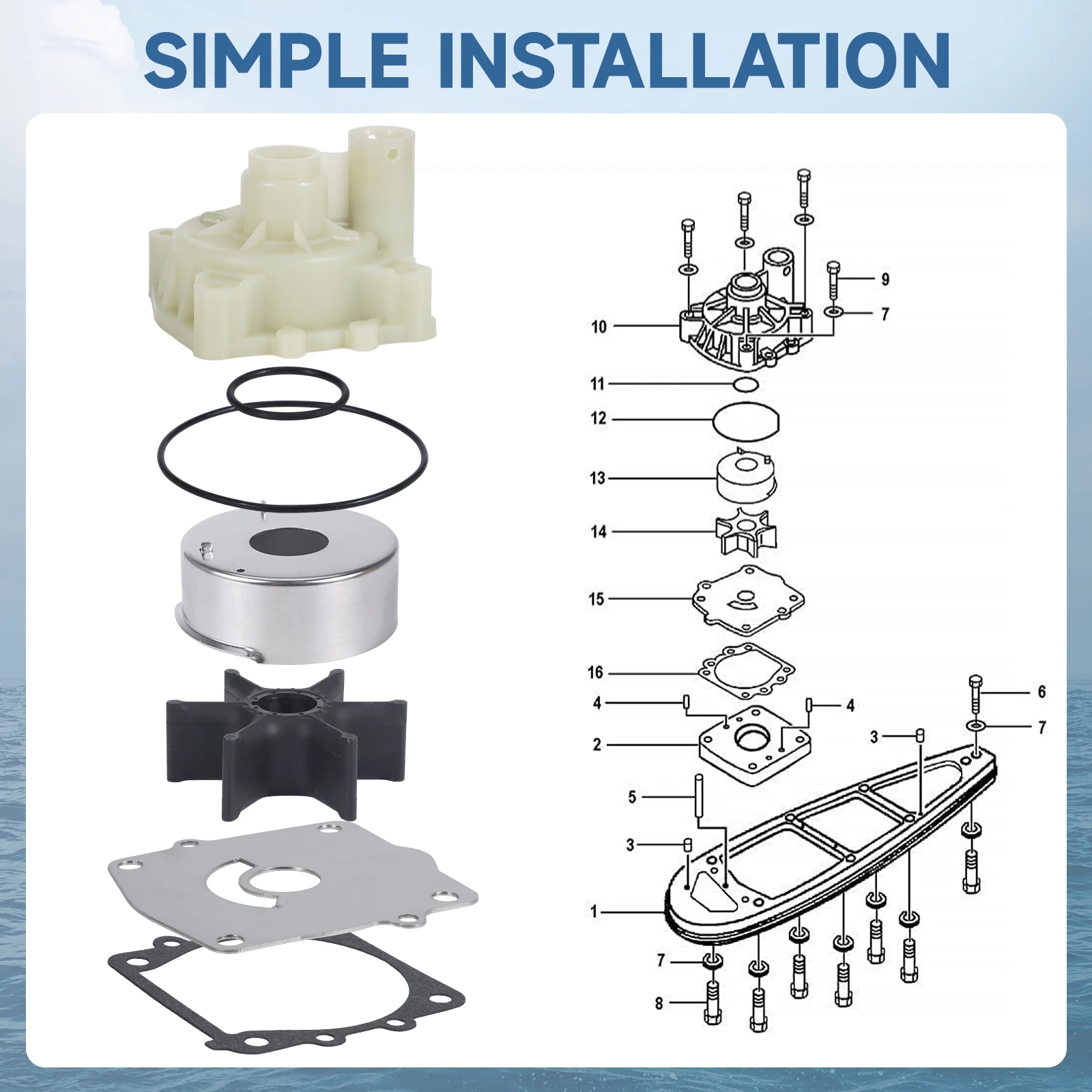 Water Pump Impeller Repair Kit For Yamaha Outboard 150 175 200 225 250 300HP Replaces 61A-W0078-A2-00 61AW0078 Black Rubber Kit
Water Pump Impeller Repair Kit For Yamaha Outboard 150 175 200 225 250 300HP Replaces 61A-W0078-A2-00 61AW0078 Black Rubber Kit