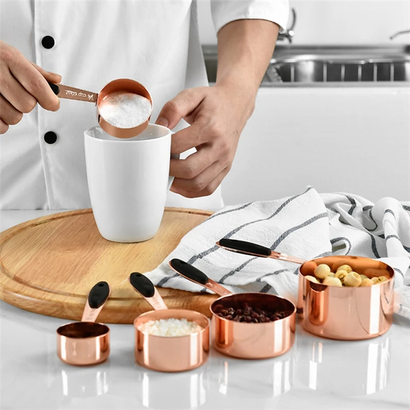 Retail Set Of 5 Stainless Steel Acacia Rose Gold Measuring Cups With Wooden Handles, Gorgeous And Durable, Mirror Polished, Suit
Retail Set Of 5 Stainless Steel Acacia Rose Gold Measuring Cups With Wooden Handles, Gorgeous And Durable, Mirror Polished, Suit