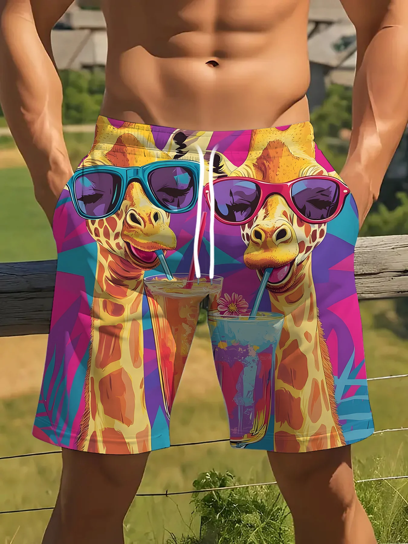 Pop Style Colorful Giraffe Printed Shorts Quirky Vacation Style Loose Sports Pants Men's Drawstring Casual Shorts Men's Shorts
Pop Style Colorful Giraffe Printed Shorts Quirky Vacation Style Loose Sports Pants Men's Drawstring Casual Shorts Men's Shorts