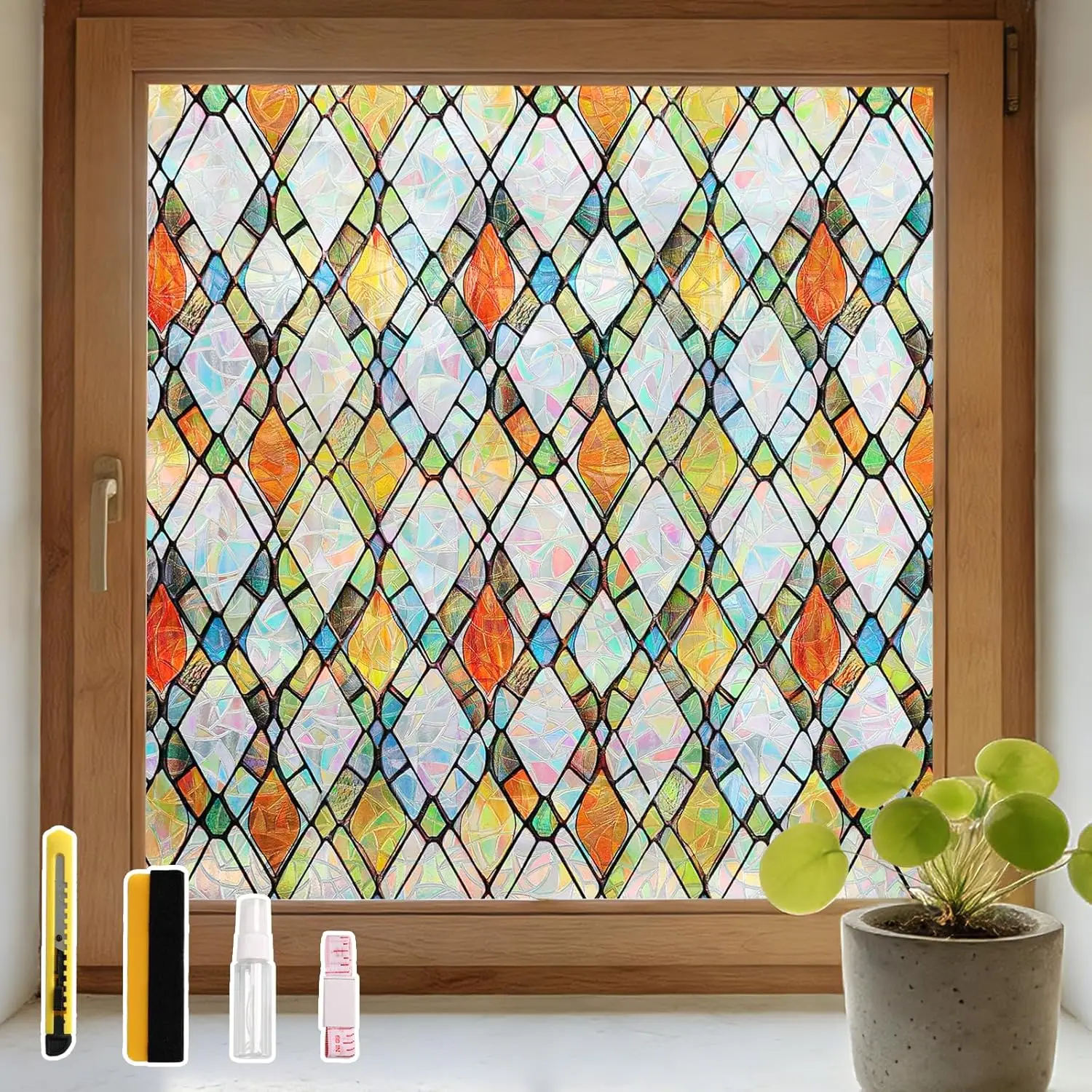 Vintage Rainbow Lattice Window Privacy Film, Static Cling, UV Block Heat Control, 35.4"x157.4"
Vintage Rainbow Lattice Window Privacy Film, Static Cling, UV Block Heat Control, 35.4"x157.4"