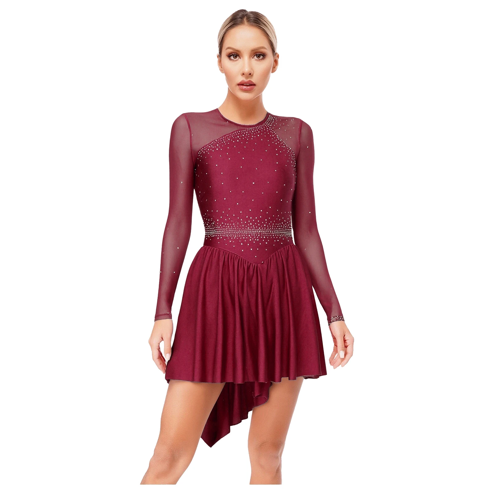 Womens Rhythmic Gymnastics Artistic Figure Ice Skating Ballet Jersey Dance Costume Glittery Rhinestones Lyrical Dance Dresses
Womens Rhythmic Gymnastics Artistic Figure Ice Skating Ballet Jersey Dance Costume Glittery Rhinestones Lyrical Dance Dresses