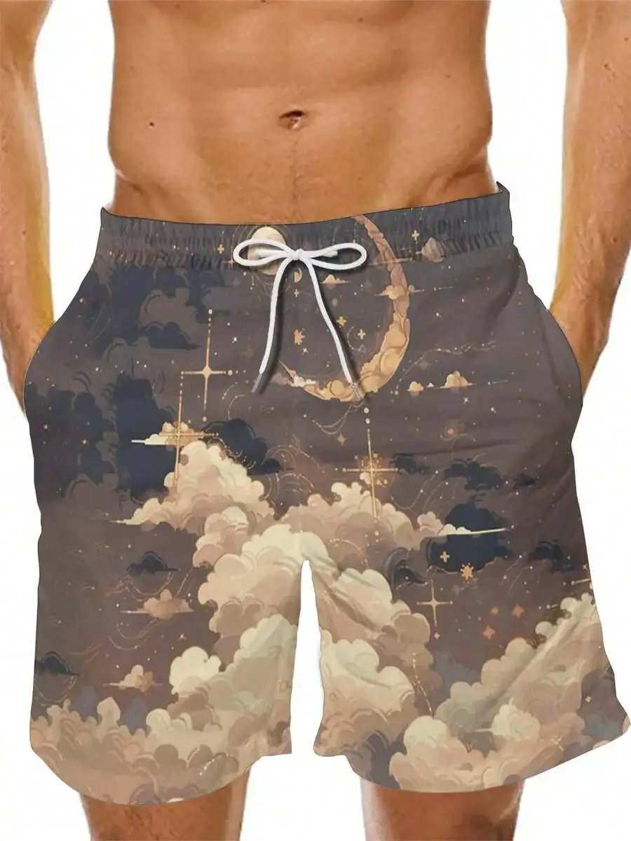 Mens Beach Shorts With Moon Cloud Star Print Casual Drawstring Waist Lightweight Woven
Mens Beach Shorts With Moon Cloud Star Print Casual Drawstring Waist Lightweight Woven