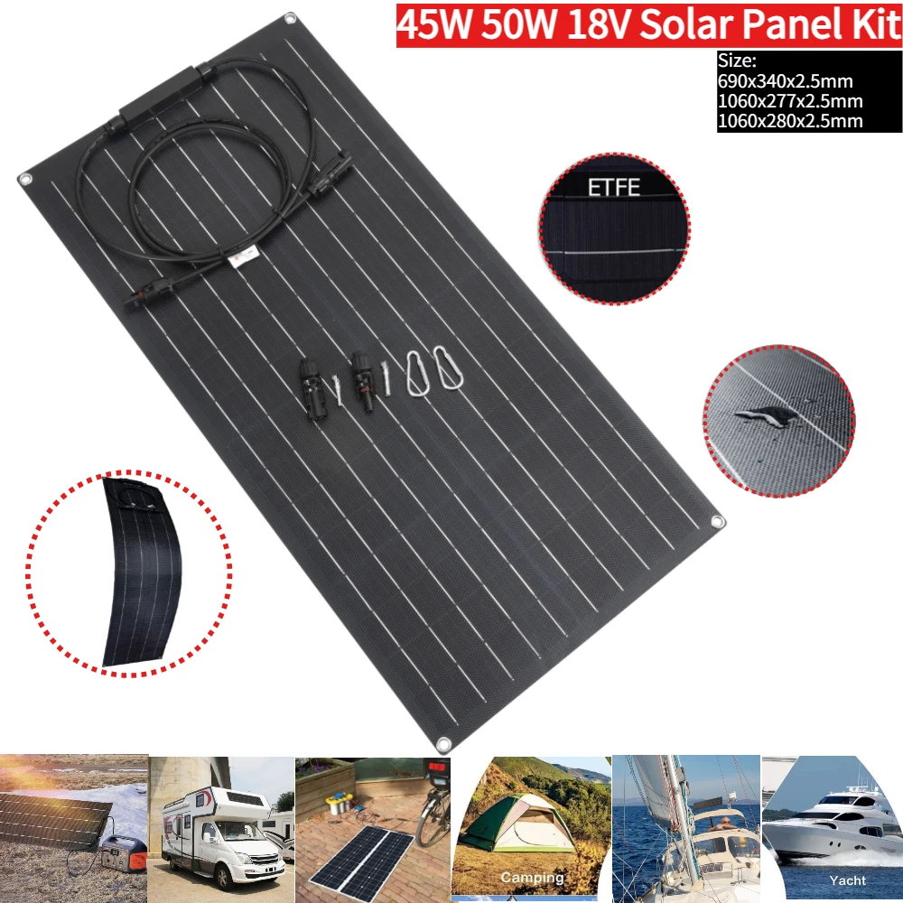45 Вт 50 Вт 18 В ETFE гибкая монокристаллическая солнечная панель солнечный кабель аккумуляторная система комплект для морской кемпинга лодка RV зарядка
45 Вт 50 Вт 18 В ETFE гибкая монокристаллическая солнечная панель солнечный кабель аккумуляторная система комплект для морской кемпинга лодка RV зарядка