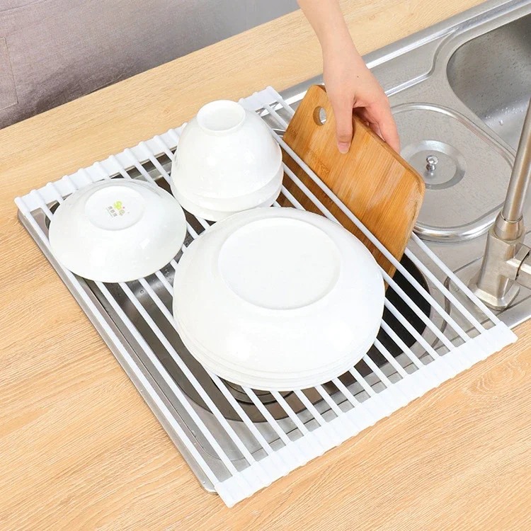 Kitchen storage rack, silicone filter rack, foldable drain rack, stainless steel roller shutter sink, bowl and chopstick rack
Kitchen storage rack, silicone filter rack, foldable drain rack, stainless steel roller shutter sink, bowl and chopstick rack