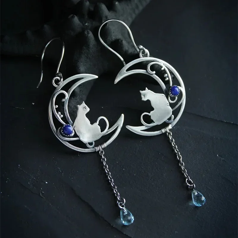 Drop Earrings Hanging Chain Handmade Lapis Lazuli Lapis Lazuli Antique Metal Crescent Earrings Women
Drop Earrings Hanging Chain Handmade Lapis Lazuli Lapis Lazuli Antique Metal Crescent Earrings Women