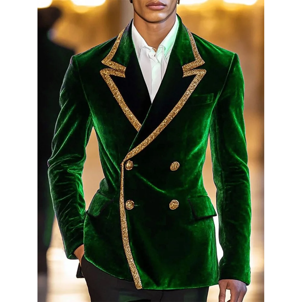Business Velvet Men Suit Double Breasted Peaked Lapel Slim Fit Two Piece Elegant Outfit Gentleman Groom Wedding Set Jacket Pants
Business Velvet Men Suit Double Breasted Peaked Lapel Slim Fit Two Piece Elegant Outfit Gentleman Groom Wedding Set Jacket Pants