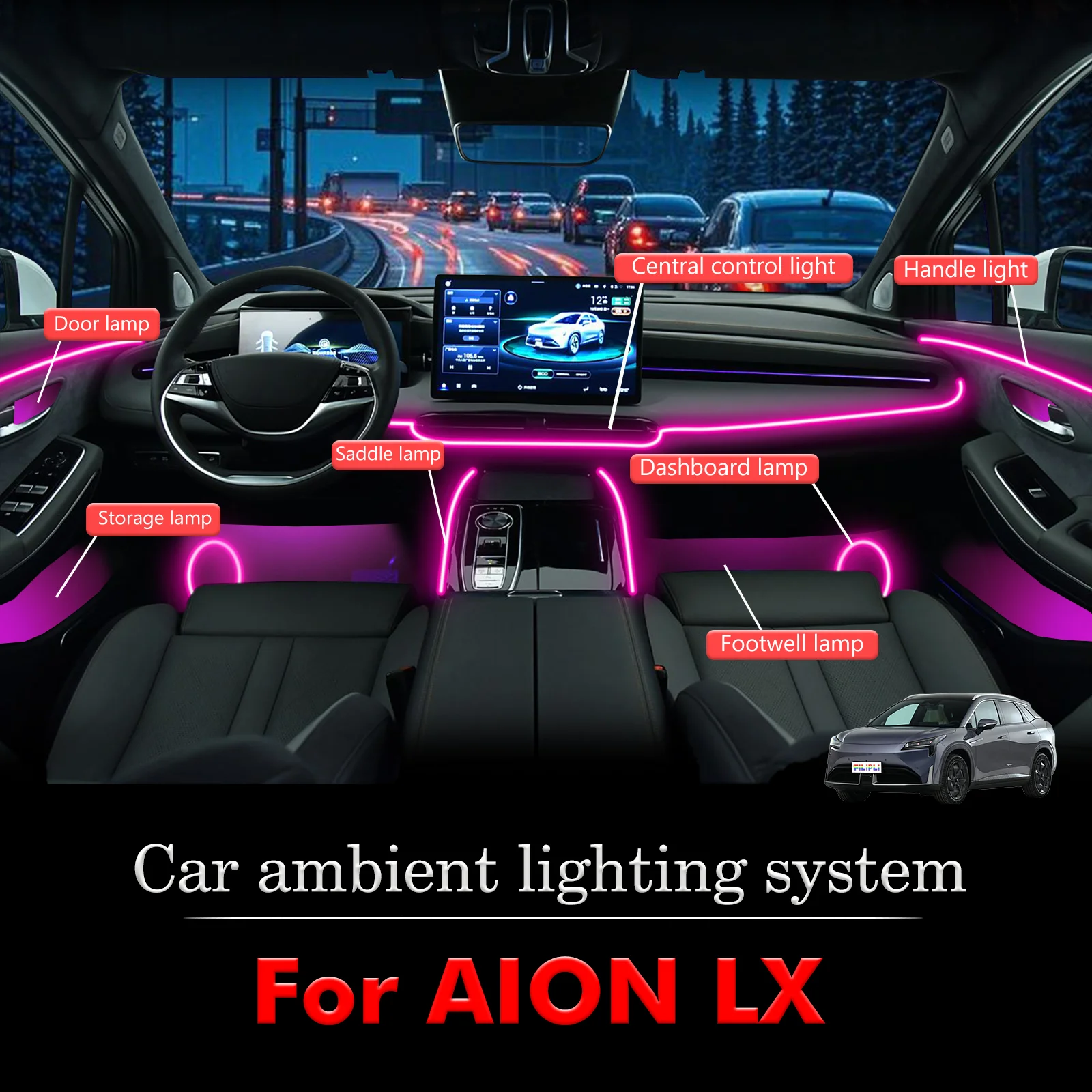 For AION LX RGB 64 Colors LED Smart Remote Control Car Interior Ambient Light Energy Saving Efficient Lamp Set
For AION LX RGB 64 Colors LED Smart Remote Control Car Interior Ambient Light Energy Saving Efficient Lamp Set