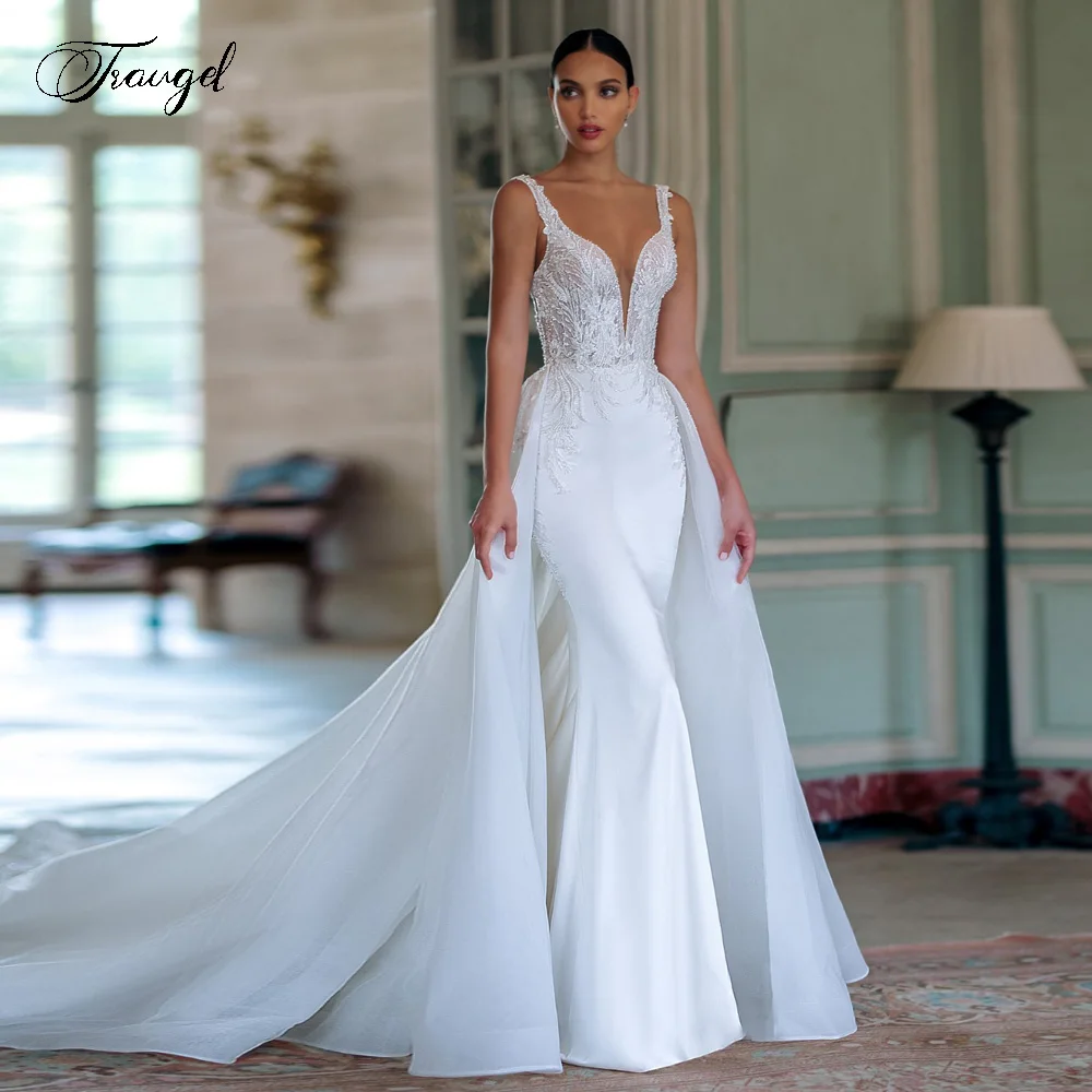 Атласные свадебные платья Traugel Mermaid с зубчатыми бретельками Vestido De Novia, кружевные аппликации со съемным шлейфом, халат De Mariee
Атласные свадебные платья Traugel Mermaid с зубчатыми бретельками Vestido De Novia, кружевные аппликации со съемным шлейфом, халат De Mariee
