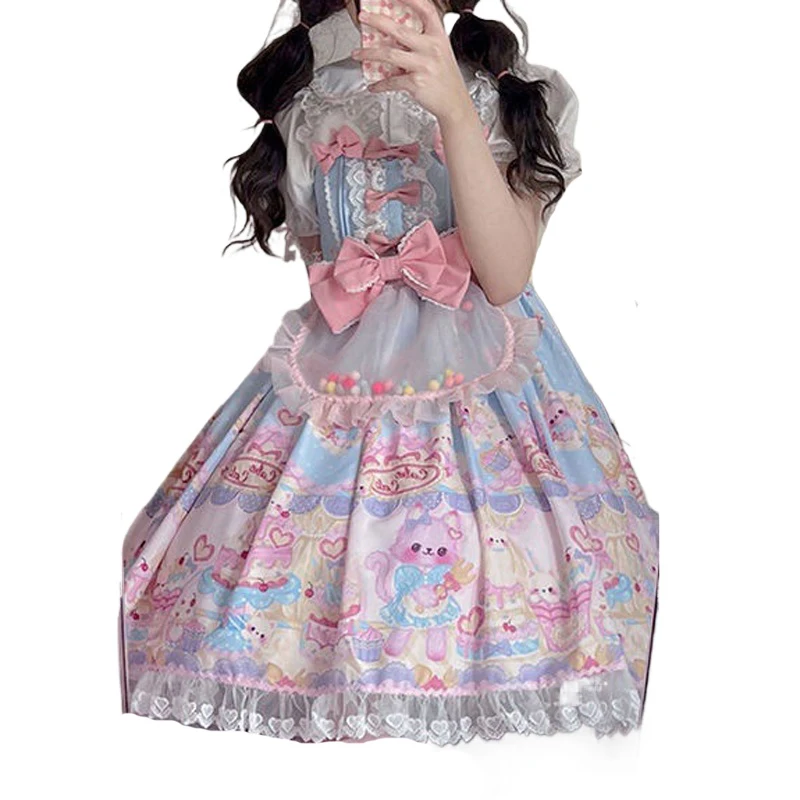 2025 New Vintage Lolita Sweet Dress Women Gothic Print Summer Sleeveless Dress Japanese Korean Bow Kawaii Princess Maid Dresses
2025 New Vintage Lolita Sweet Dress Women Gothic Print Summer Sleeveless Dress Japanese Korean Bow Kawaii Princess Maid Dresses