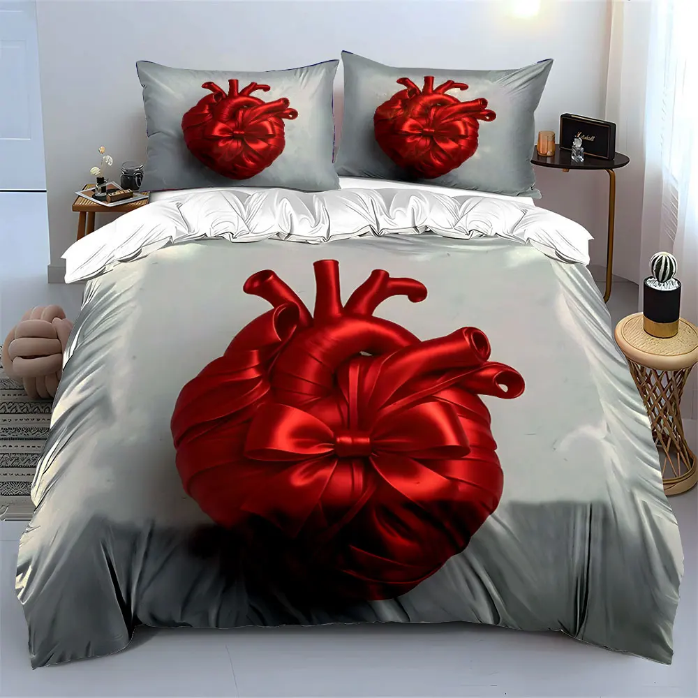 Creative red ribbon-wrapped heart design Print Soft Comfortable Duvet Cover Bedding Set Included 1*Duvet Cover 2*Pillowcases
Creative red ribbon-wrapped heart design Print Soft Comfortable Duvet Cover Bedding Set Included 1*Duvet Cover 2*Pillowcases