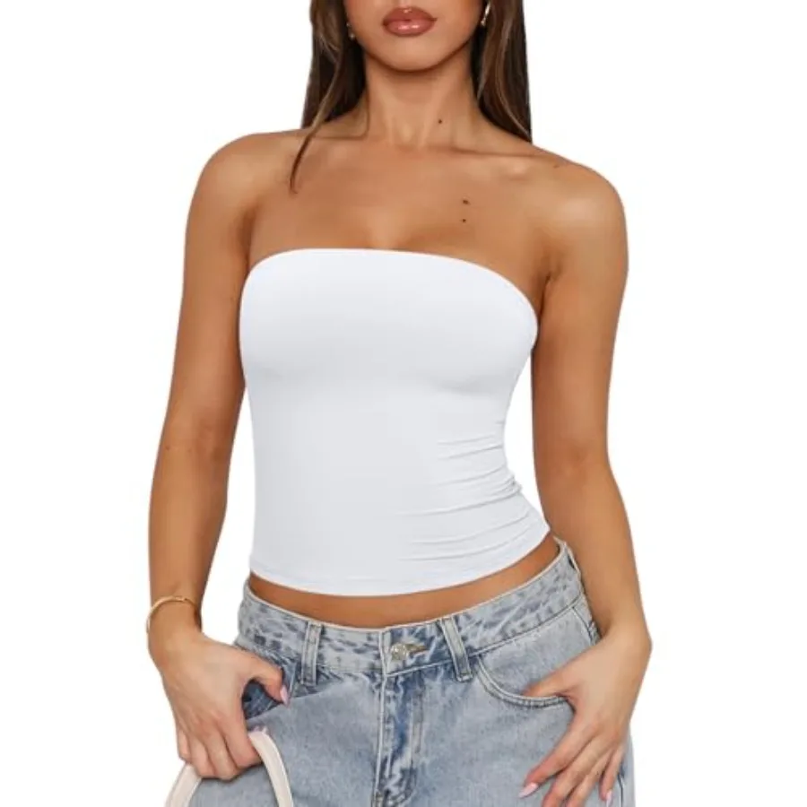 REORIA Women's Strapless Tube Top Double Lined and Non-Slip Y2K Backless Crop Tops for Summer Going Out
REORIA Women's Strapless Tube Top Double Lined and Non-Slip Y2K Backless Crop Tops for Summer Going Out
