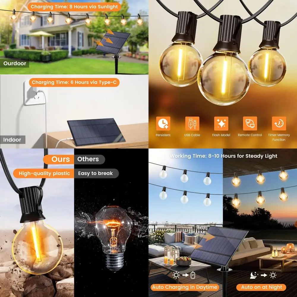 120 футов наружные солнечные гирлянды с дистанционным управлением, 52 светодиодных лампочек G40, коммерческие фонари для патио с регулируемой яркостью для вечеринок на заднем дворе
120 футов наружные солнечные гирлянды с дистанционным управлением, 52 светодиодных лампочек G40, коммерческие фонари для патио с регулируемой яркостью для вечеринок на заднем дворе