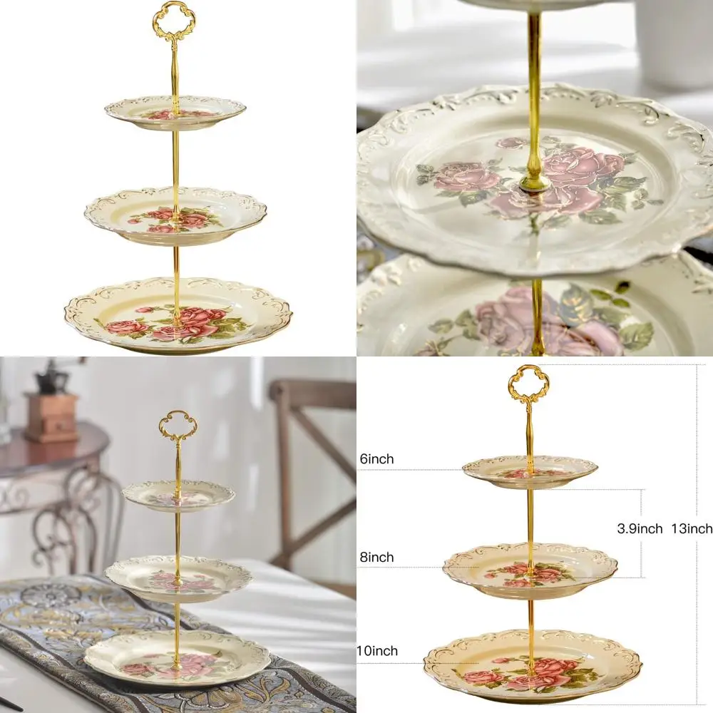 Red Rose Patterned 3-Tier Cupcake Stand with Golden Leaf Embossed Edges - Porcelain Dessert and Fruit Display Stand
Red Rose Patterned 3-Tier Cupcake Stand with Golden Leaf Embossed Edges - Porcelain Dessert and Fruit Display Stand