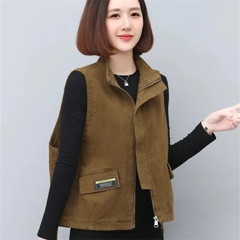 Waistcoat Women Short Stand Collar Fashion Vintage Casual Vest Sleeveless Coat Female Cargo Jacket Solid Color
Waistcoat Women Short Stand Collar Fashion Vintage Casual Vest Sleeveless Coat Female Cargo Jacket Solid Color
