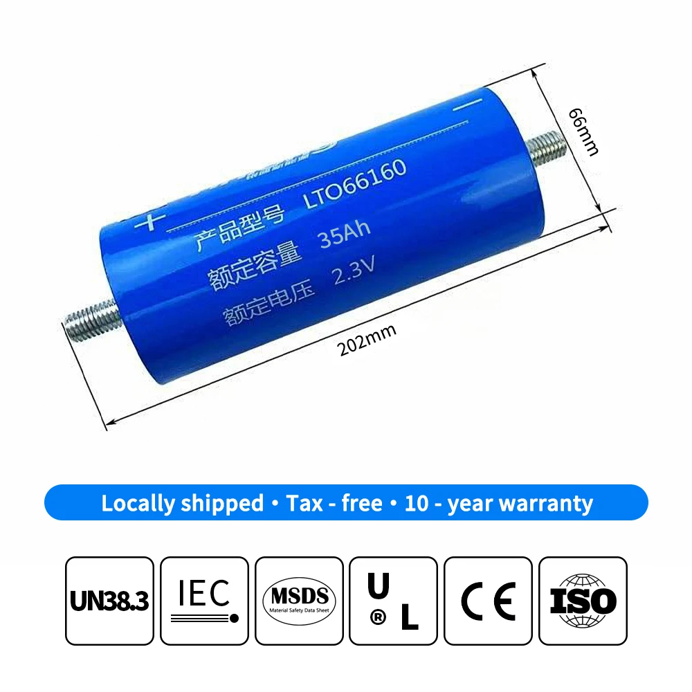 Grade A 2.3V 35AH YinLong Lto Battery Rechargeable Lithium titanate Cell DIY 12V 24V 48V for Camping Boats Golf Cart RV Forklift
Grade A 2.3V 35AH YinLong Lto Battery Rechargeable Lithium titanate Cell DIY 12V 24V 48V for Camping Boats Golf Cart RV Forklift